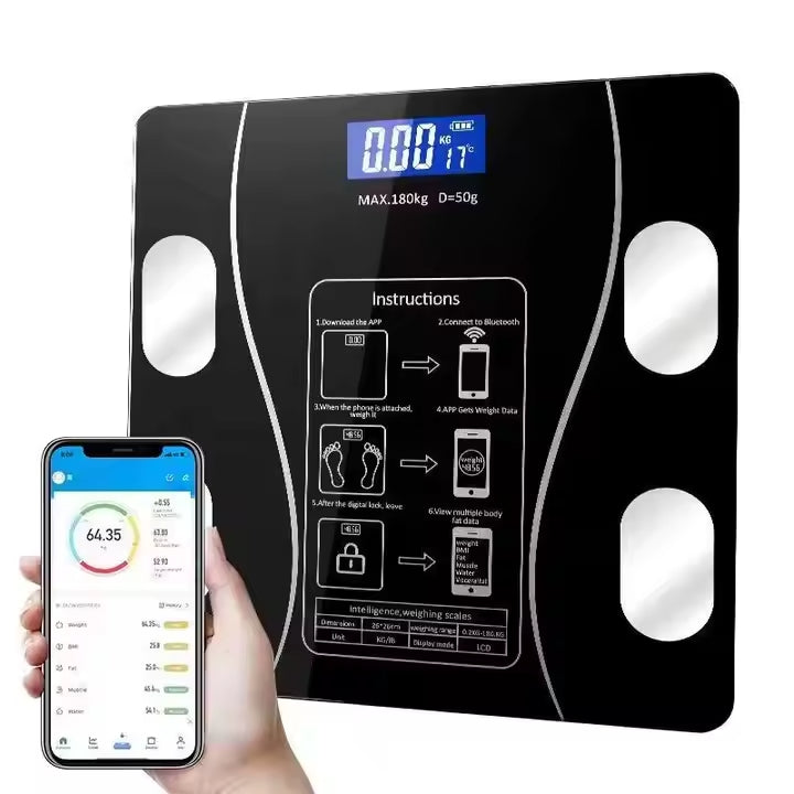 Báscula Inteligente con Pantalla LCD – Vidrio Templado, Alta Precisión