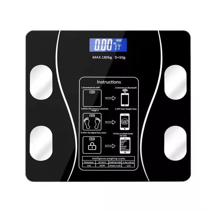 Báscula Inteligente con Pantalla LCD – Vidrio Templado, Alta Precisión